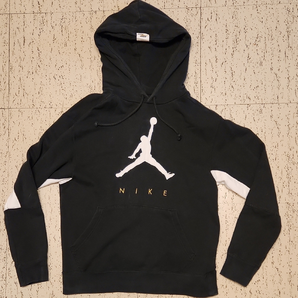 Nike Air Jordan Embroidered Big Logo Spell Out Pull Over Hoodie Vintage Y2K